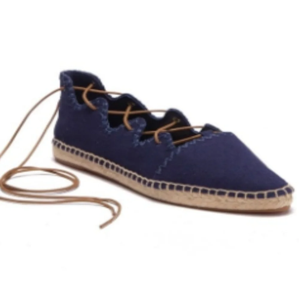 Tory Burch Sanoma Ghillie Espadrilles Slip On Lace Up Summer Shoes Designer